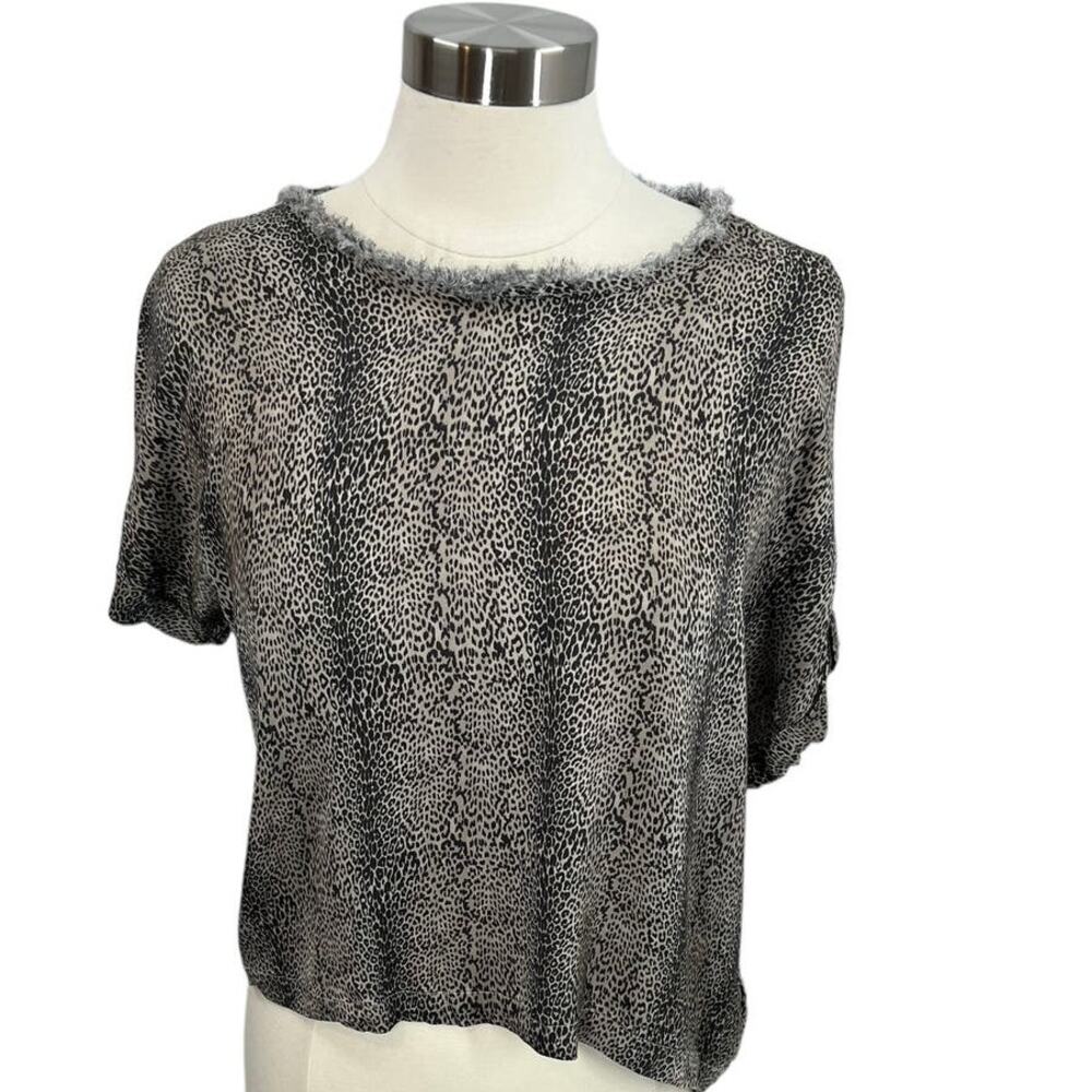 CHASER Silky Animal Print Short Sleeve Top SZ XS